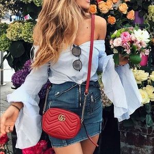 Clear Sailing Blue White Stripe Off Shoulder Top